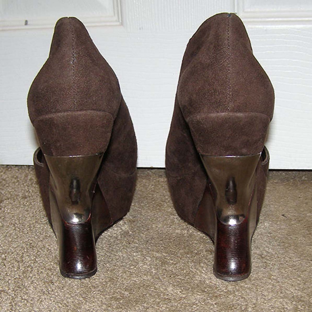 New sz 9 Leifsdottir Brown Suede Wedge Shoes - Picture 4 of 8